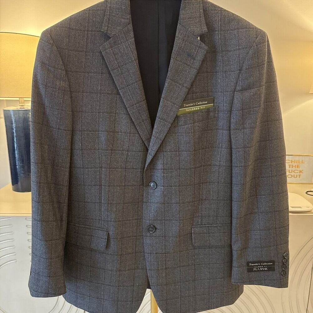 Men's Tailored Fit Wool Blazer - Blue Plaid